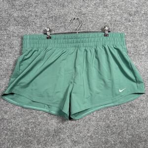 New Nike Womens Sz XL Brief Lined Training Shorts Green Elastic Waist DX6010-361